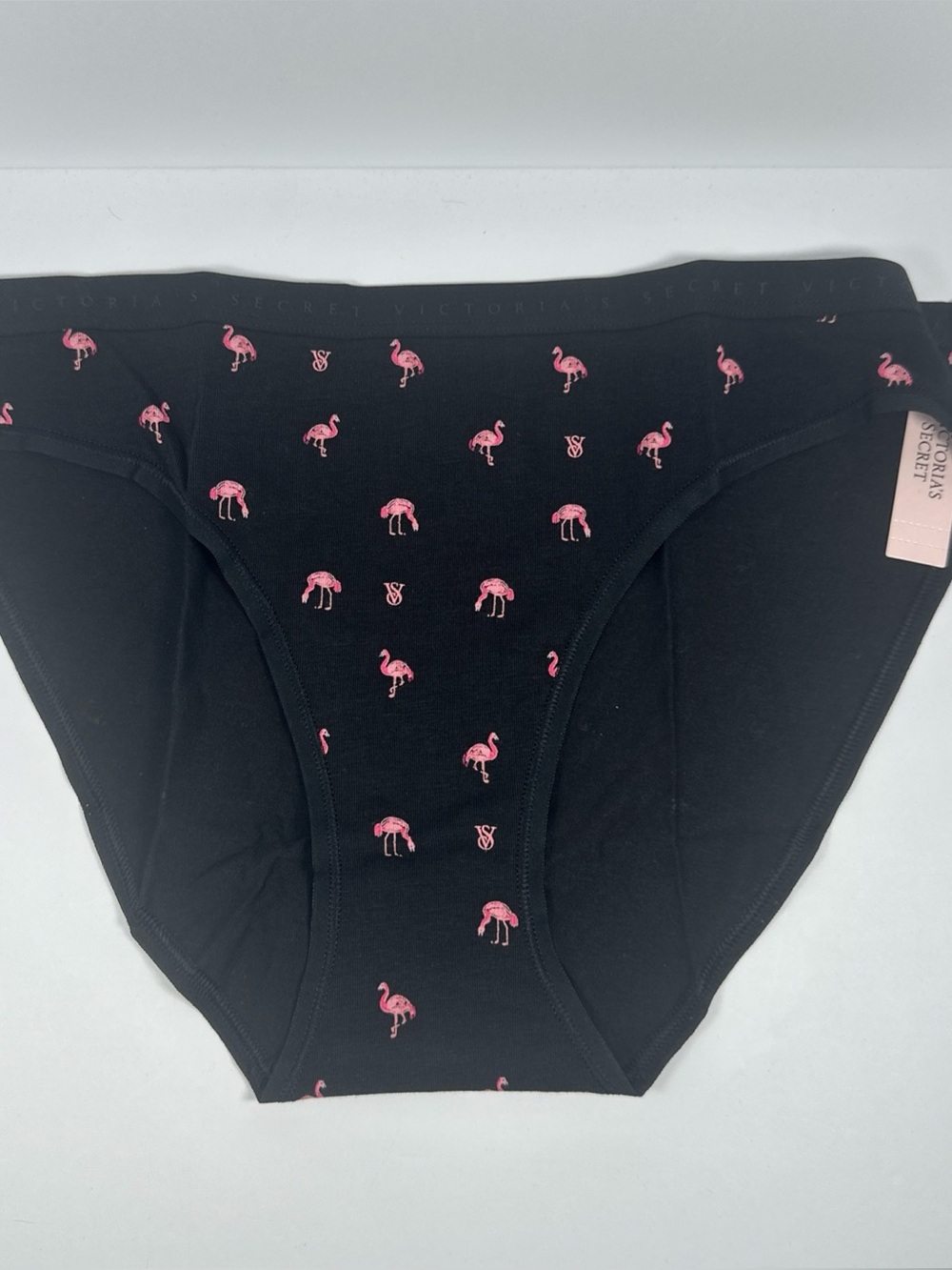 Victoria's Secret Black Briefs with Pink Flamingo Print